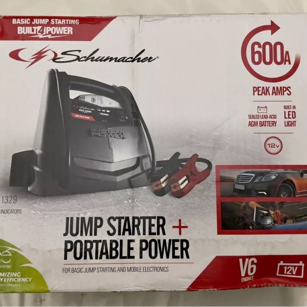 Schumacher SJ1329 Jump Starter and Portable Power Port - 600 Peak Amp, 12V